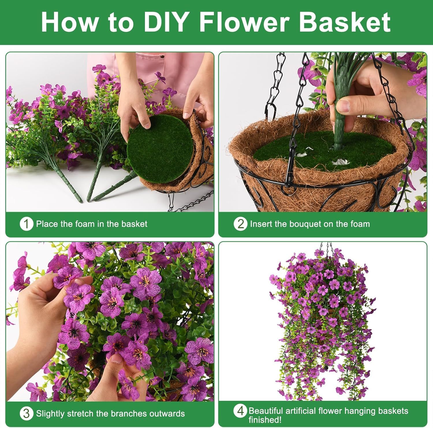🎁Last Day Promotion 49% OFF——Artificial Fake Flowers Hanging Basket for Outdoor Spring Decor