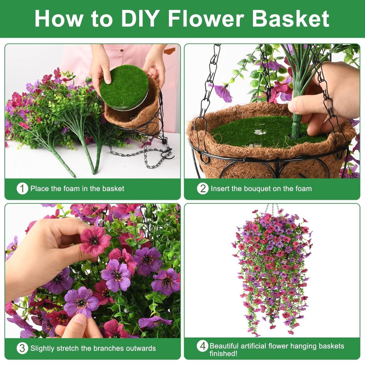 🎁Last Day Promotion 49% OFF——Artificial Fake Flowers Hanging Basket for Outdoor Spring Decor