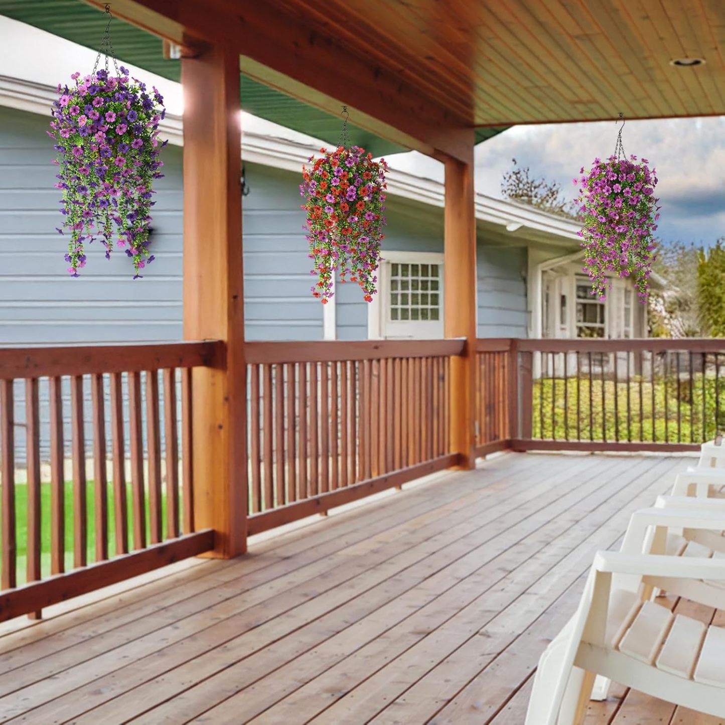 🎁Last Day Promotion 49% OFF——Artificial Fake Flowers Hanging Basket for Outdoor Spring Decor