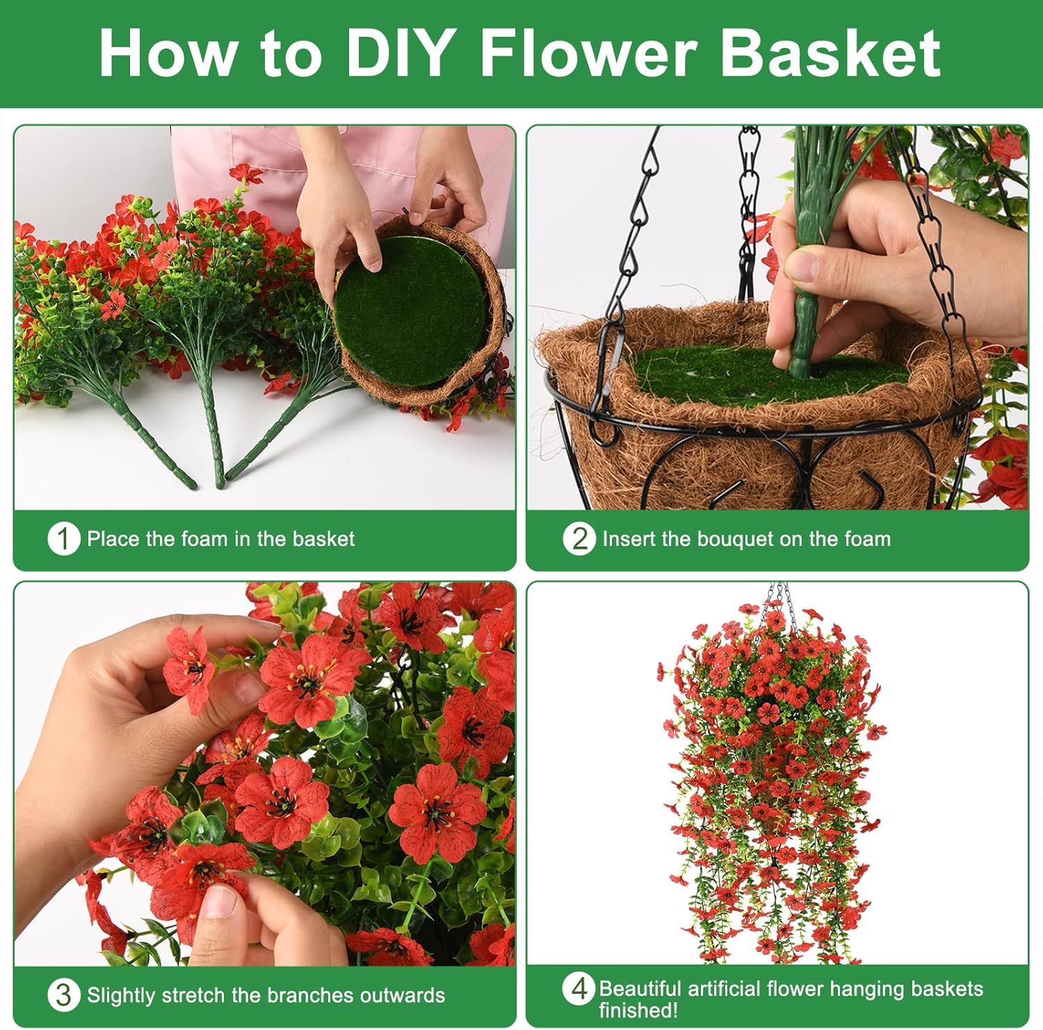 🎁Last Day Promotion 49% OFF——Artificial Fake Flowers Hanging Basket for Outdoor Spring Decor