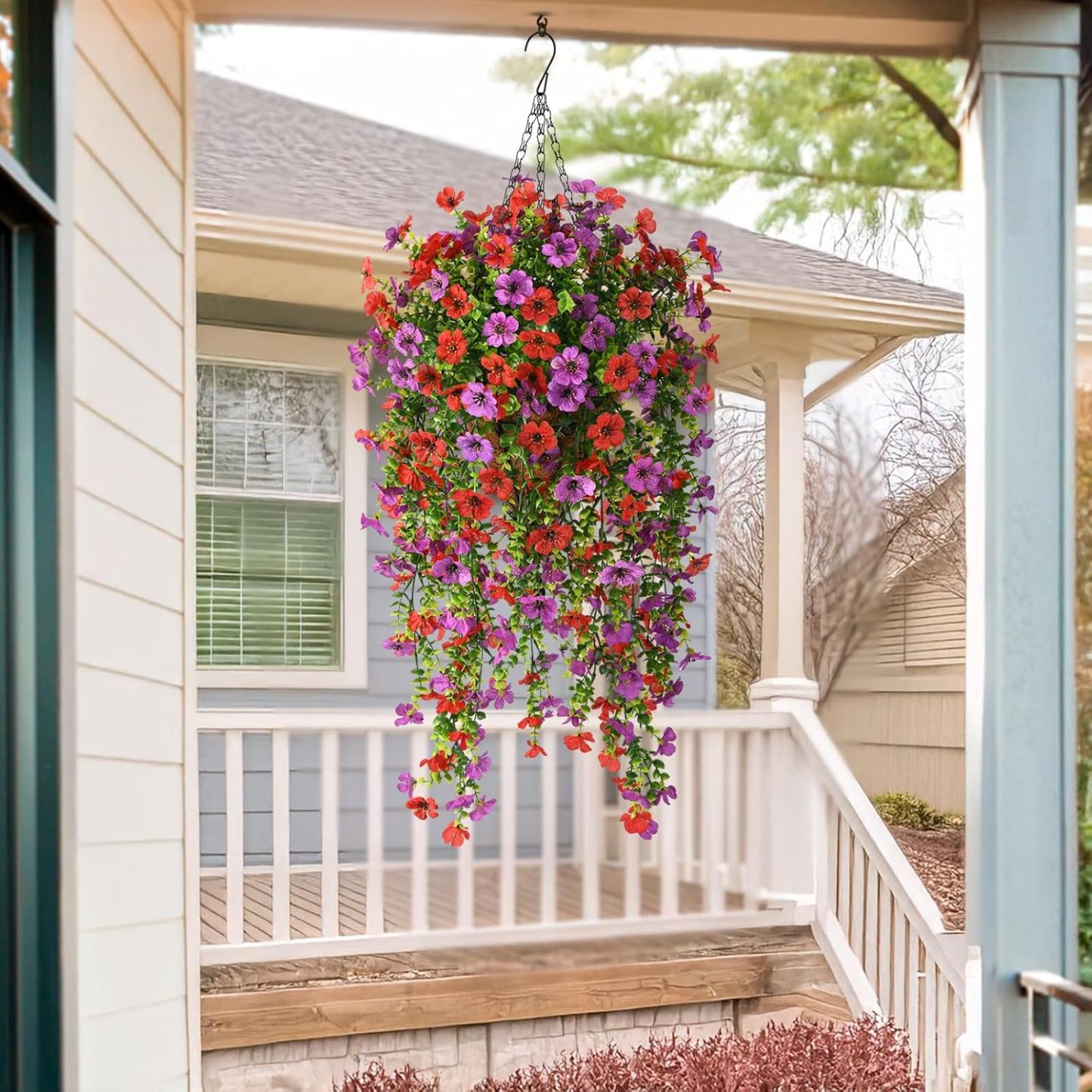 🎁Last Day Promotion 49% OFF——Artificial Fake Flowers Hanging Basket for Outdoor Spring Decor