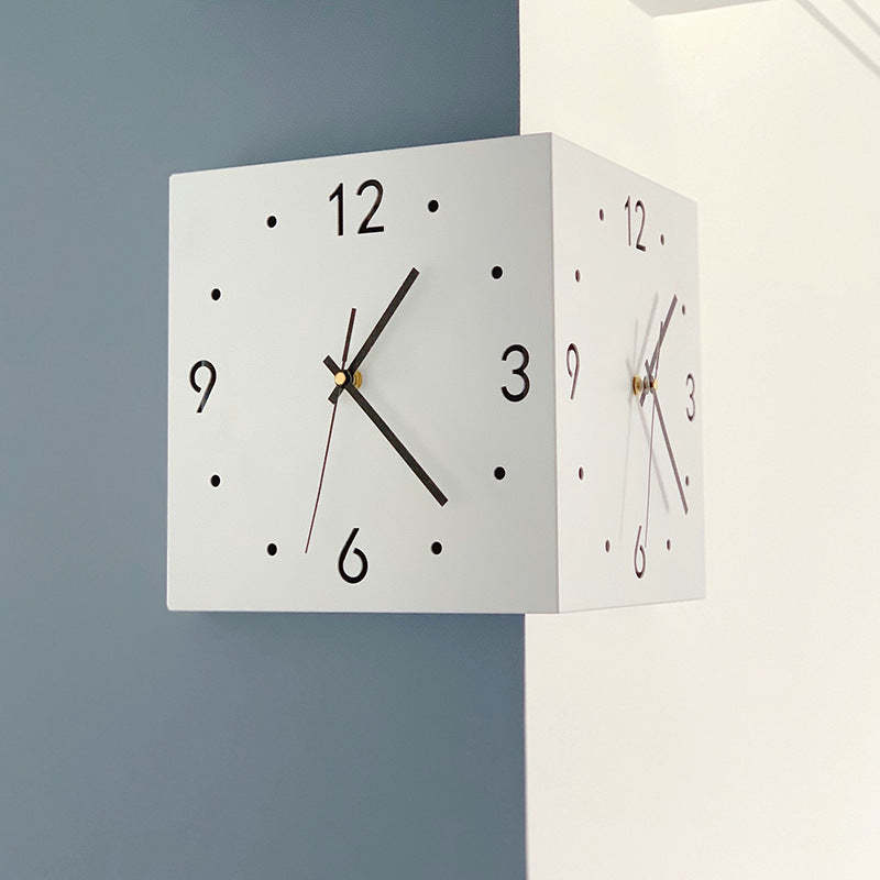 🎈New living room corner double-sided luminous creative clock wall lam