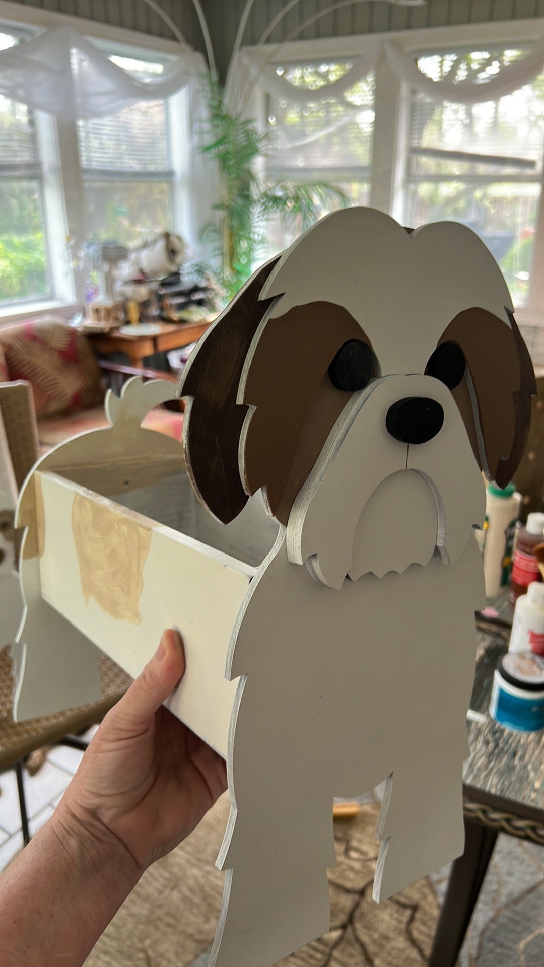 Shih Tzu Dog Planter Box decor