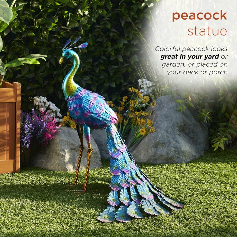 Peacock Rust Resistant Metal Garden Statue