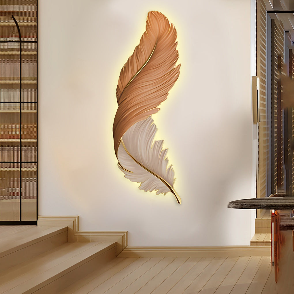 Luxury 3D Feather Shape Decor Wall Lamp with Remote Control, 4 Size