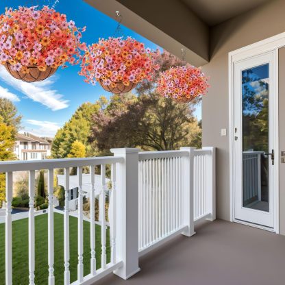 Artificial Silk Flowers Hanging Basket for Outdoor Indoor, Daisy with Eucalyptus Leaves Arrangement for Garden Yard Spring Summer Decor, Faux Green Plant in Metal Coconut Lining Pot(Red Purple)