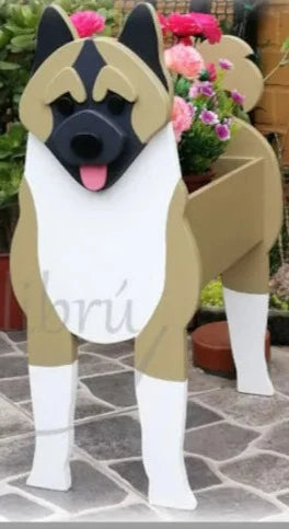 Akita Dog Planter Box decor