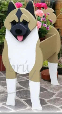 Akita Dog Planter Box decor