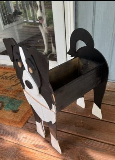 Australian Shepherd Dog Planter Box decor