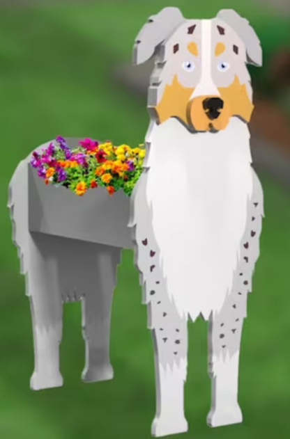 Australian Shepherd Planter Box decor - new style