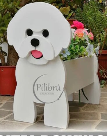 Bichon Frise Dog Planter Box decor