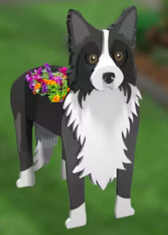 Border Collie Dog Planter Box decor - new style