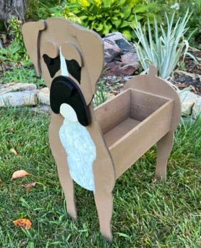 Boxer Dog Planter Box