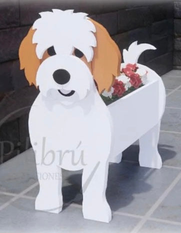 Cavachon Dog Planter Box decor