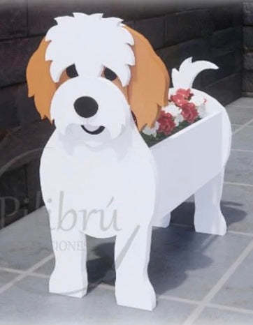Cavachon Dog Planter Box decor