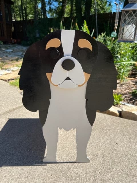 Cavalier King Charles Dog Planter Box decor