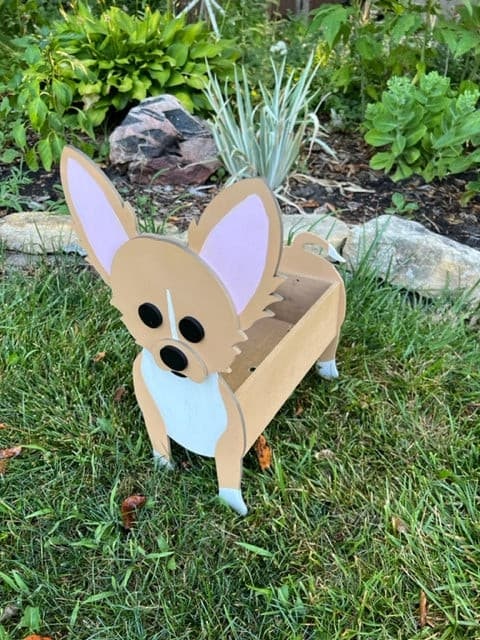 Chihuahua - Long Haired Dog Planter Box decor