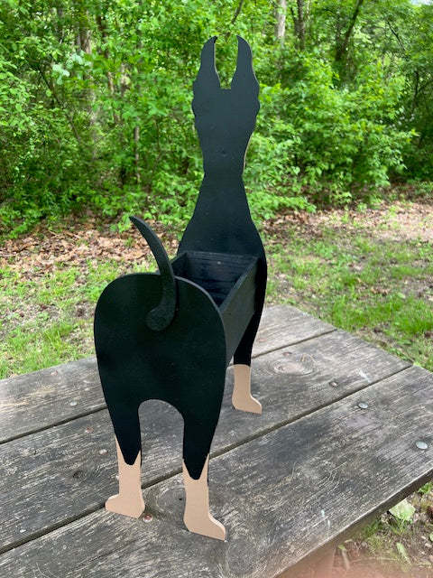 Doberman Dog Planter Box decor