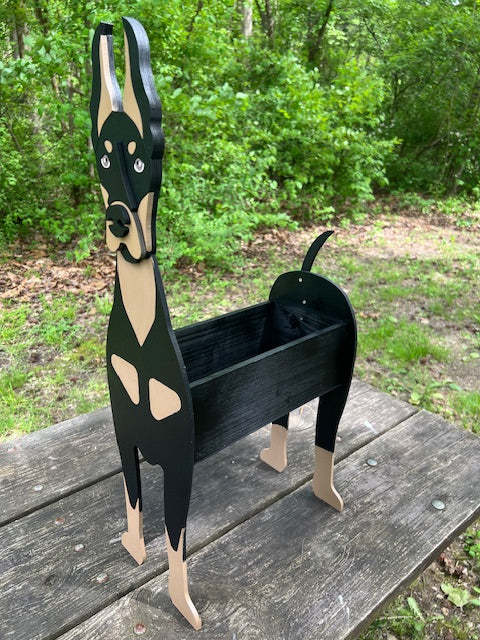 Doberman Dog Planter Box decor