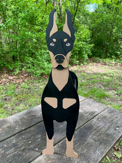 Doberman Dog Planter Box decor