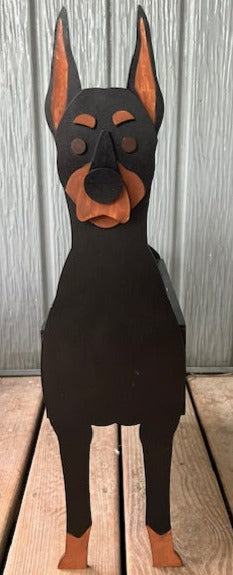 Doberman Dog Planter Box decor