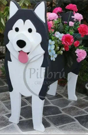 Malamute Dog Planter Box decor