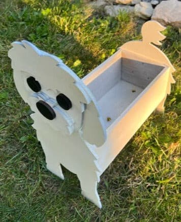 Maltese Dog Planter Box decor
