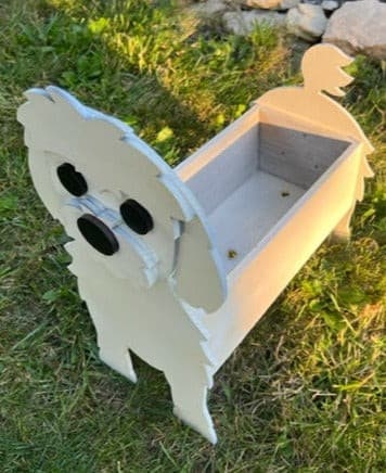 Maltese Dog Planter Box decor