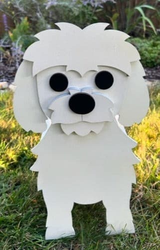 Maltese Dog Planter Box decor