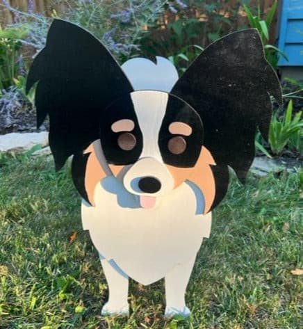 Papillon Dog Planter Box decor