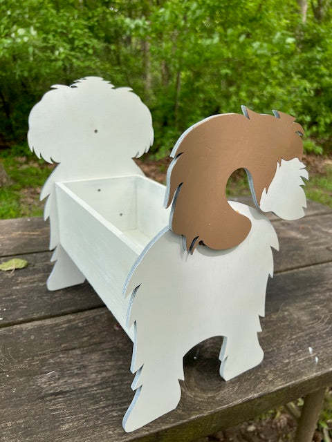 Shih Tzu Dog Planter Box decor