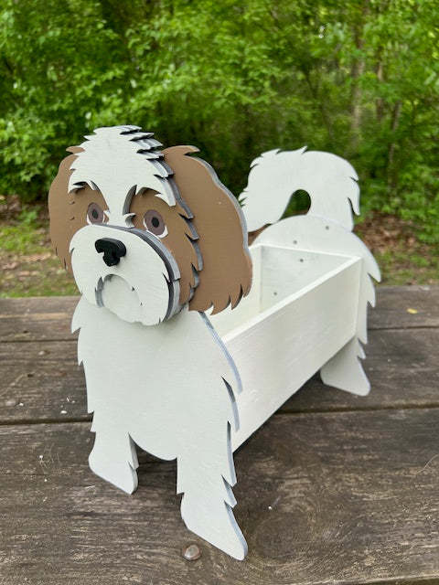 Shih Tzu Dog Planter Box decor