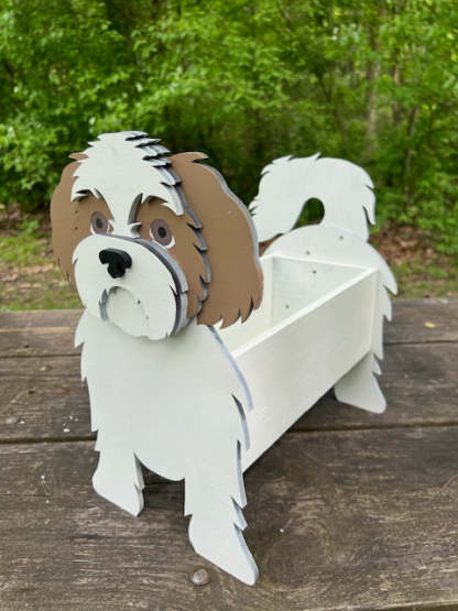 Shih Tzu Dog Planter Box decor