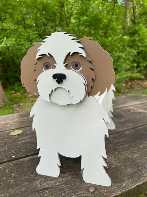 Shih Tzu Dog Planter Box decor