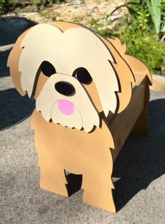 Shih Tzu Dog Planter Box decor