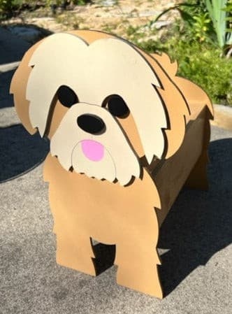 Shih Tzu Dog Planter Box decor