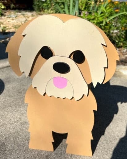 Shih Tzu Dog Planter Box decor