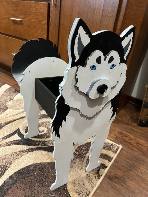 Siberian Husky Planter Box decor