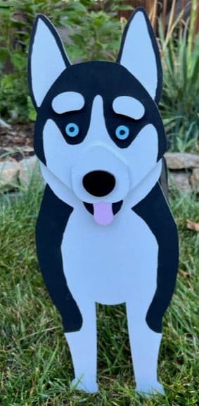 Siberian Husky Dog Planter Box decor