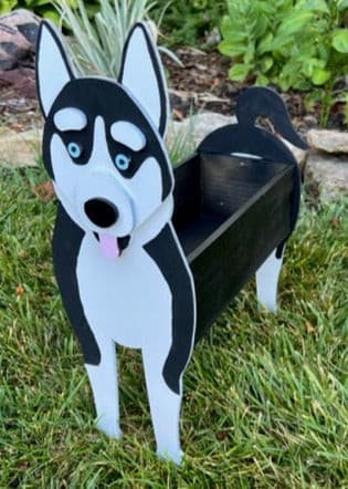 Siberian Husky Dog Planter Box decor