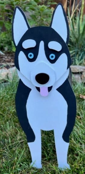 Siberian Husky Dog Planter Box decor