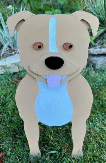 Staffordshire Terrier Dog Planter Box decor