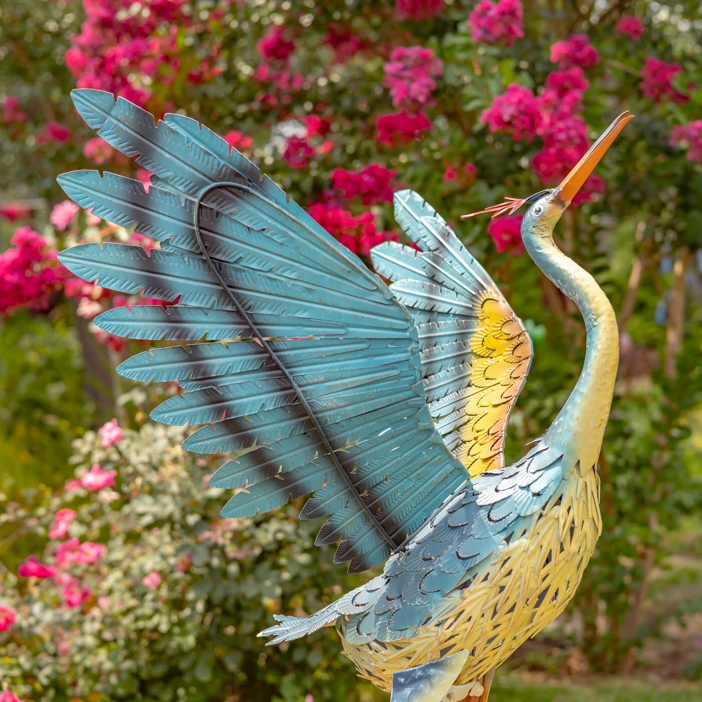 Set of 2 Large/Small Iron Dancing Cranes