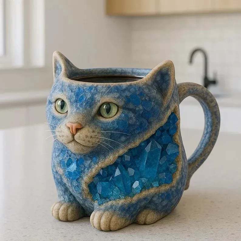 💖Crystal Cat Mug - Exotic Gemstone Drinkware