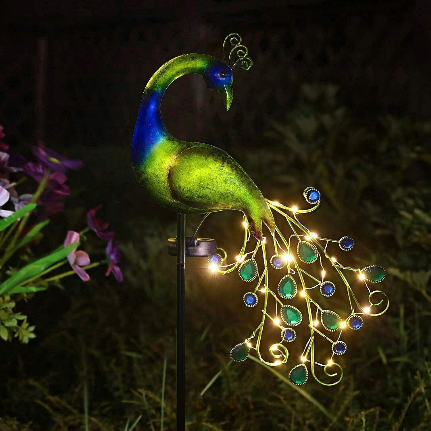 Waterproof Peacock Solar Stake Lights for Outdoor Decorations(One piece set)