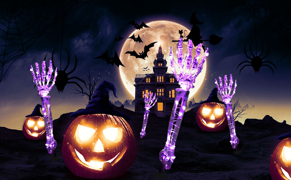 Halloween Decorations Lighted Skeleton Arm Stakes