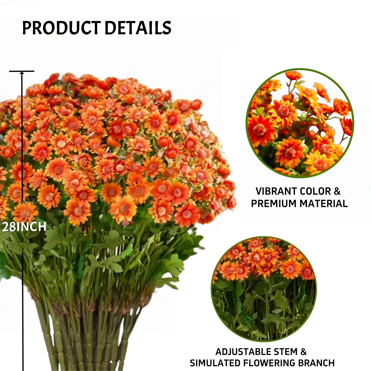 ⚡Artificial Outdoor Sunset Mums Flowers - UV resistant, Waterproof, Windproof