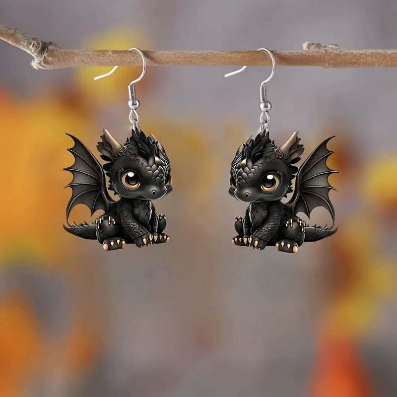 Multicolor Dragon Baby Charm Earrings Set🦖