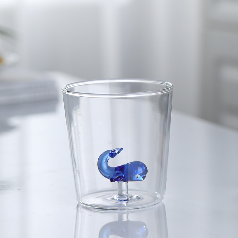 Drinking Murano Glass with Cat Figurine