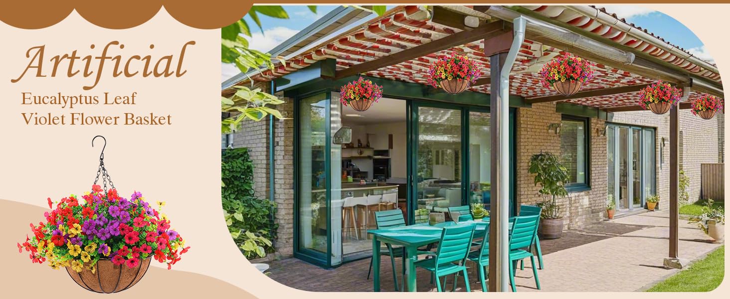 Artificial Hanging Flowers With Basket